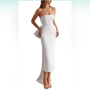 White strapless midi wedding dress size 6